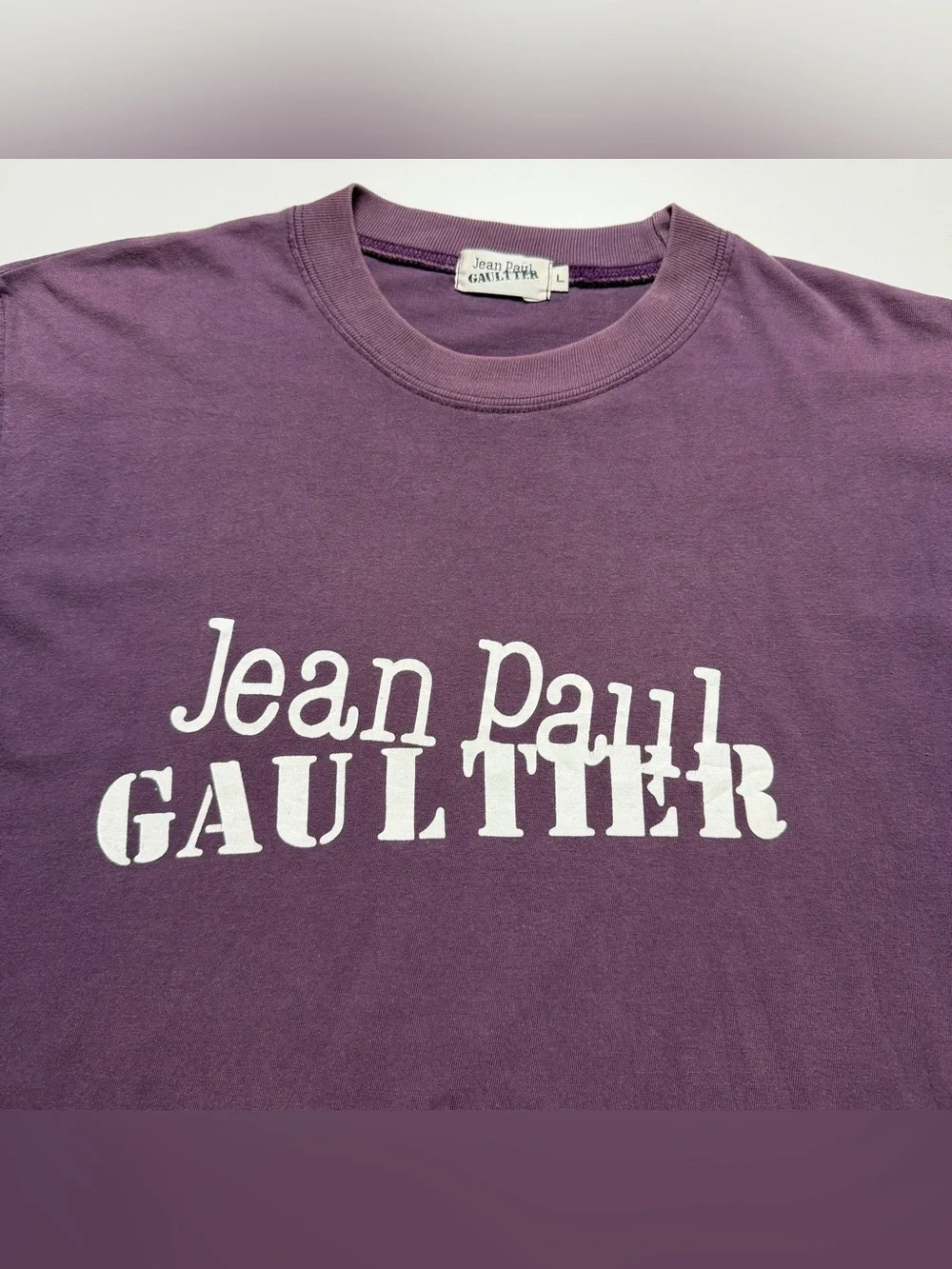 Vintage Jean Paul Gaultier Logo Short Sleeve Tee Purple Faded Y2K - Picture 3 of 6
